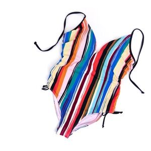 Swimsuits For All . Striped, Halter Style One-Piece